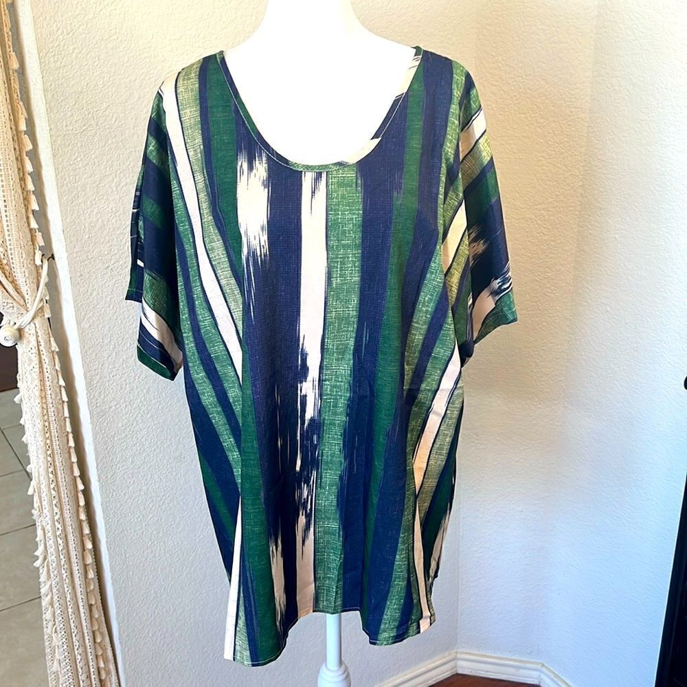 SHEIN Plus Size Short Sleeve Striped Shirt ~ 2XL